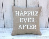 Happily ever after burlap pillow