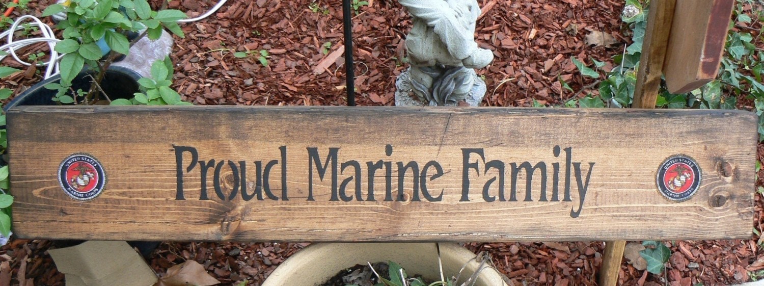 Proud Marine Family sign Rustic Americana