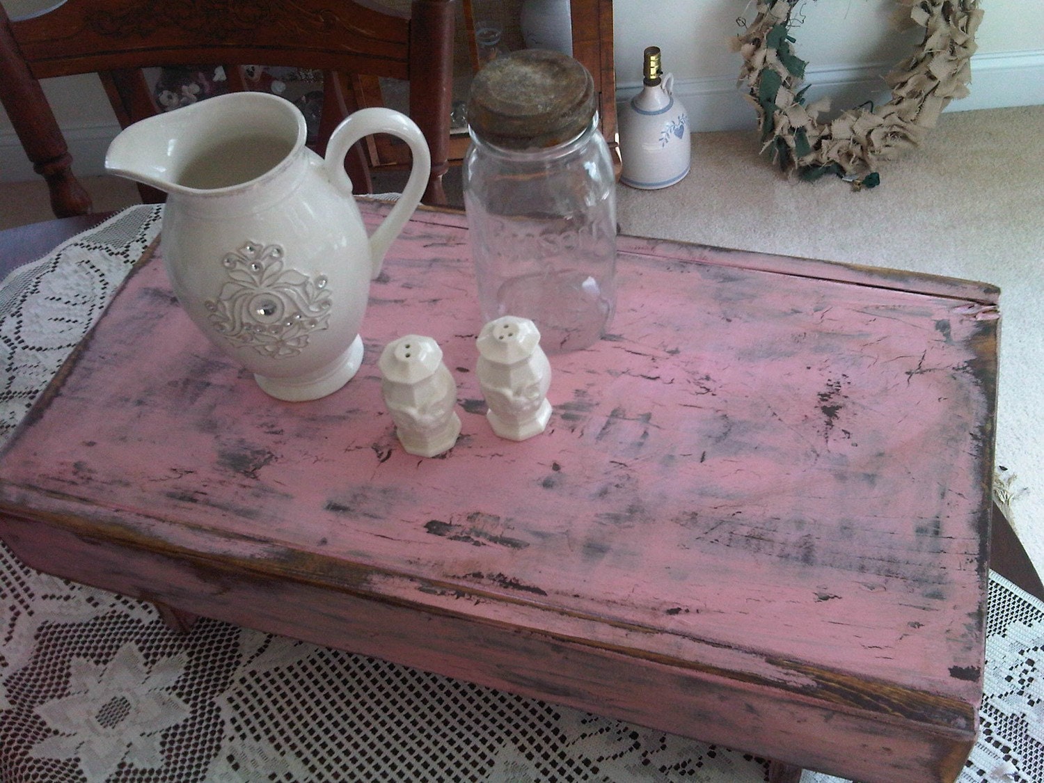 Shabby Pink Table or Display Riser for Home or Store Centerpiece