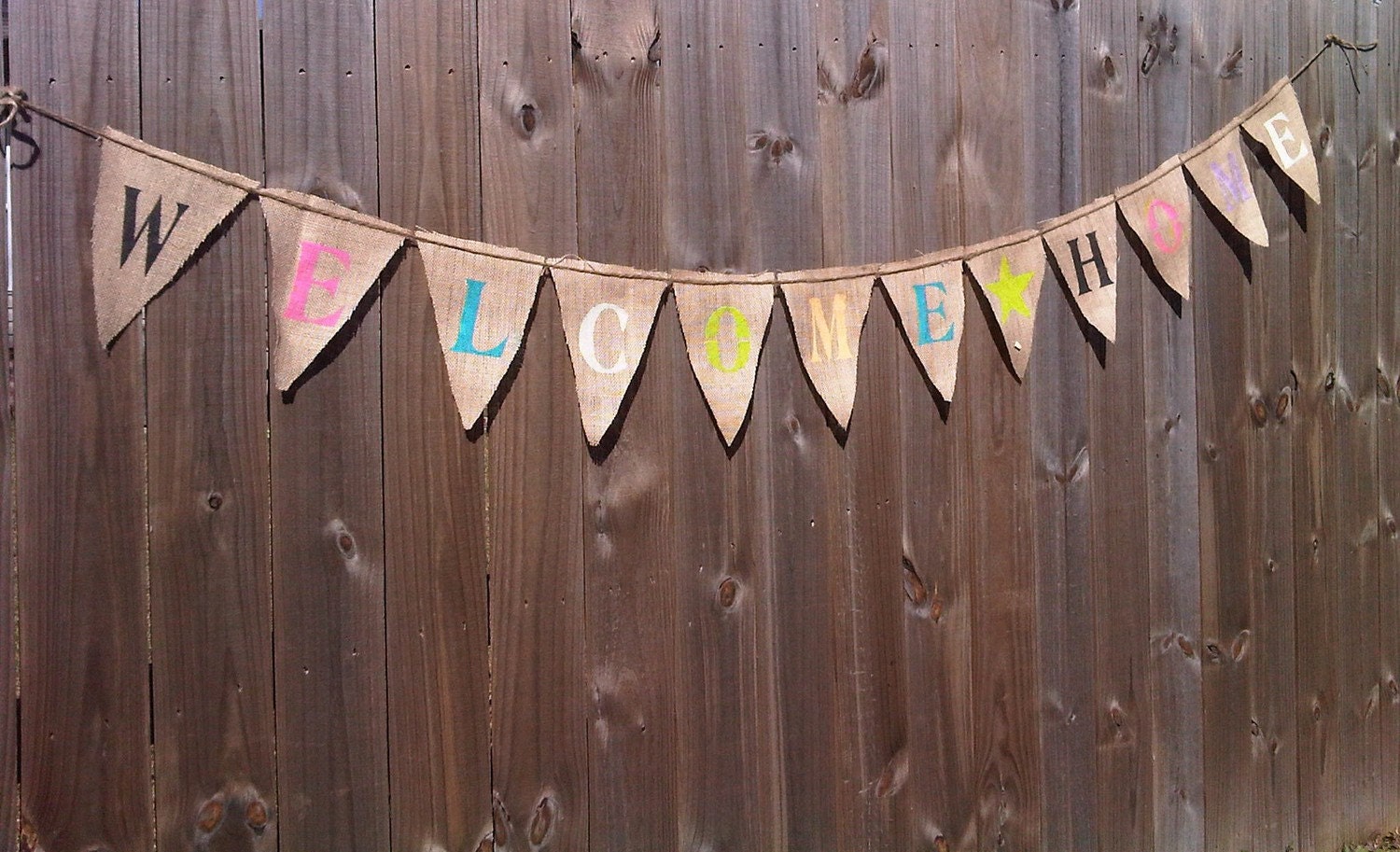 WELCOME HOME burlap banner for Military returning