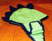 Handmade Dino hat / Hand Crochet/Knit Dino Beanie with Earflaps / Stegosaurus hat / Dinosaur hat or Dragon Cap (made to order)