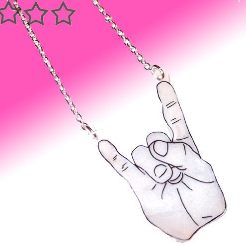 Happy Hands necklace - Devil Horns hand sign