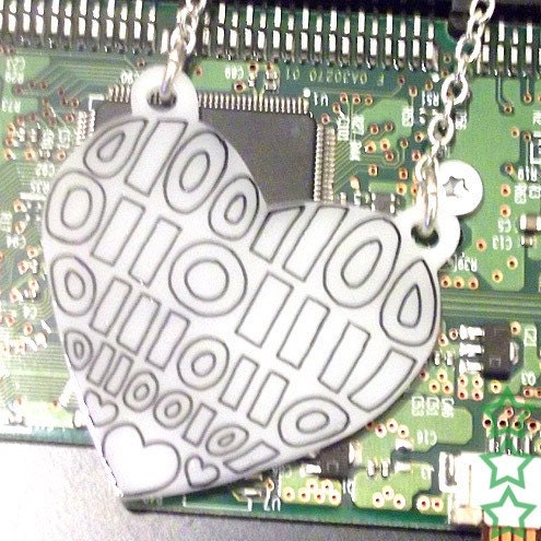 LOVE in Binary - Binary Heart Necklace - Valentines Geek Love...