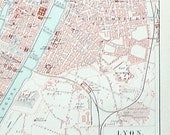lyon map original 1889 print