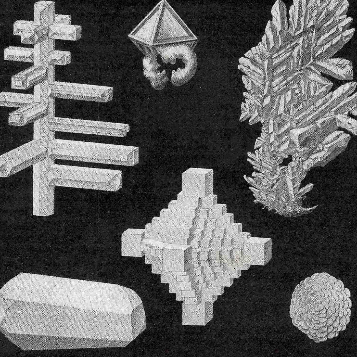 1900 crystal forms original antique weather science print no. 2