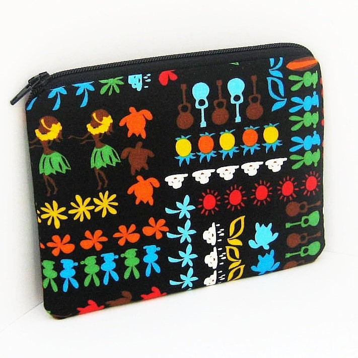 Small Zipper Pouch HAWAII PARADE in Black