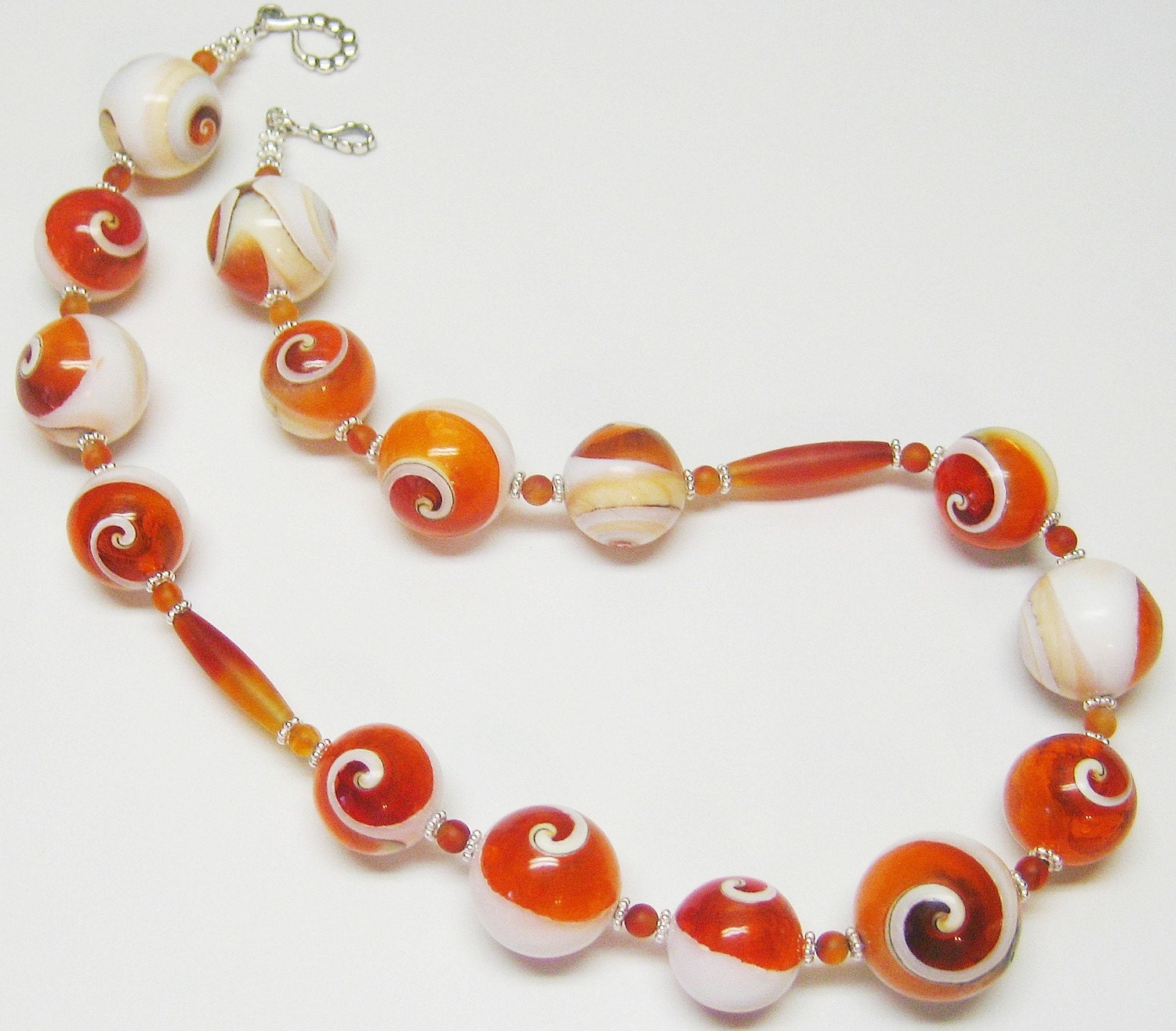 Orange and White Shell Necklace