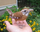 Mr. Carolina Wren, needle felted bird