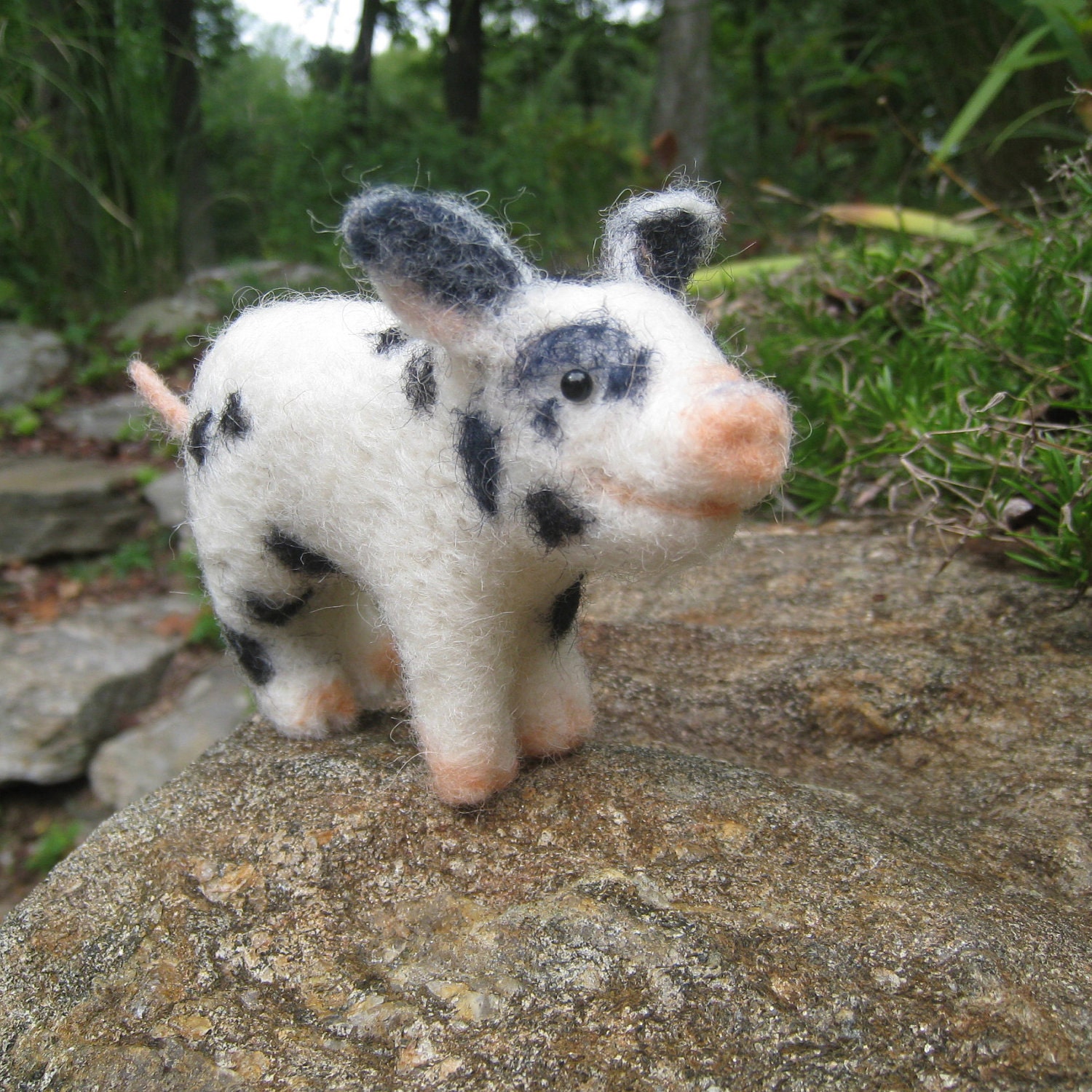 Teacup pig, needle felted animal fiber sculpture