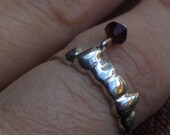 Once Bitten . Silver Vampire Fang Ring with Blood Drop