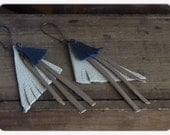 Wayfarer.Genuine hand cut leather geometric earrings ooak.