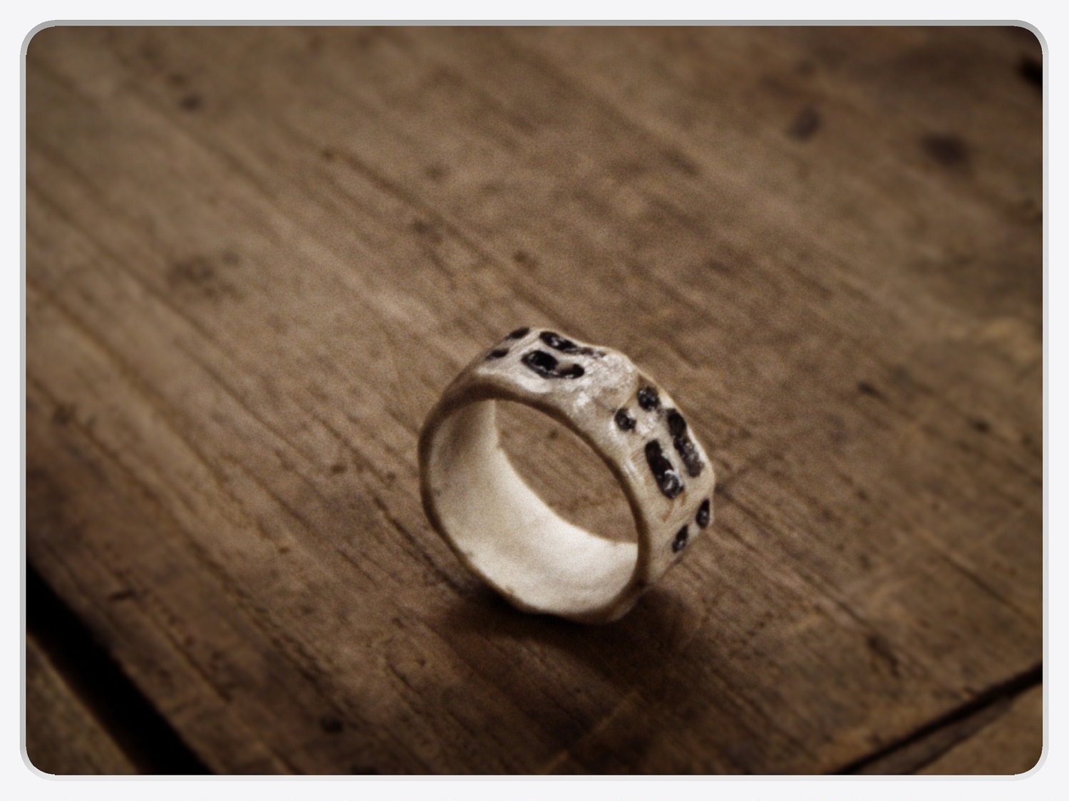 The Wanderer. Cloven Hoof Print Carved deer antler unisex tribal talisman ring. Made to order in your size
