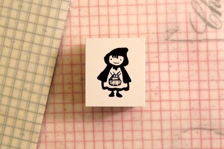 Japanese Stylized Little Red Riding Hood Rubber Stamp