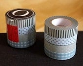 Stripes and Dots Japanese Washi Tape set of 4 - (O) - from PrettyTape - for scrapbooking