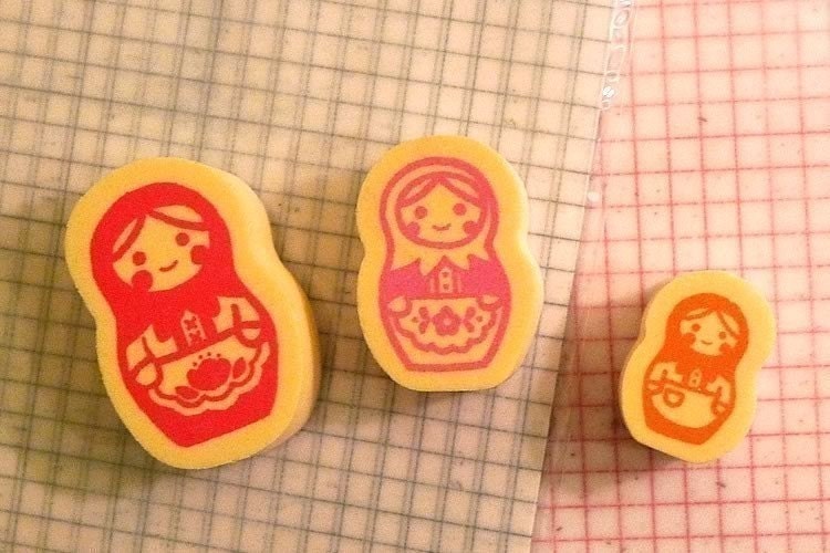 Matryoshka Russian Doll Stamp Japanese Set of 3