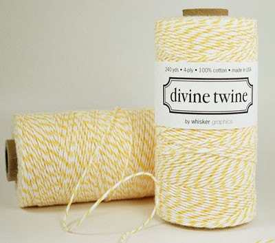Yellow Bakers Twine Yellow and White Stripe 240 Yards Spool - Cotton Twine for gift wrap, packaging