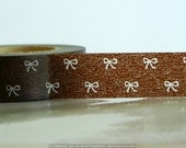 Japanese Masking Tape - BROWN BOWTIE Pattern 15mm SINGLE