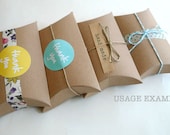 Kraft Pillow Boxes- Kraft Paper Gift Box 3 x 3.5 x 1 in- Set of 12 Blank Packaging Box