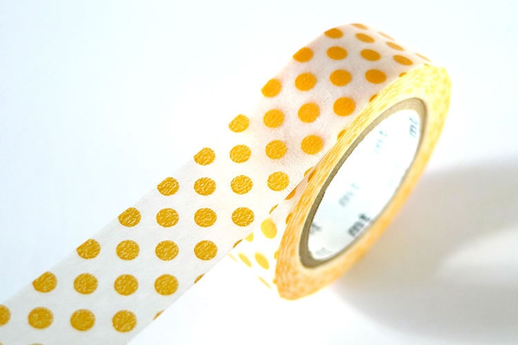 Apricot Orange Washi Tape BIG DOTS 15mm Japanese MT Masking Tape - PrettyTape