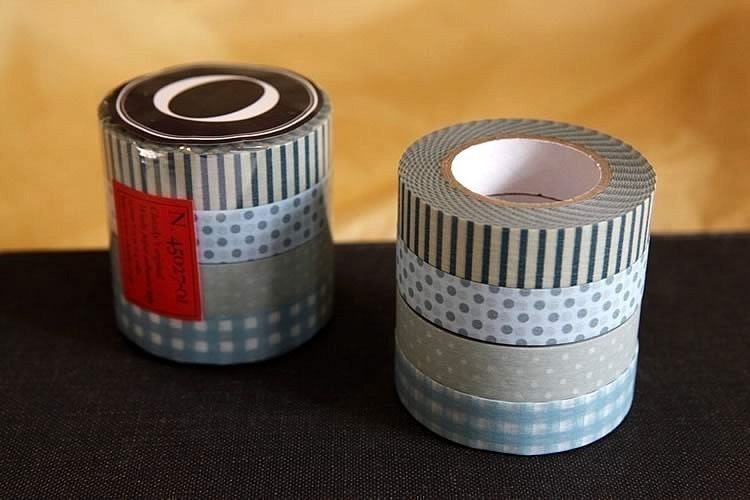 Stripes and Dots Japanese Washi Tape set of 4 - (O) - from PrettyTape - for scrapbooking