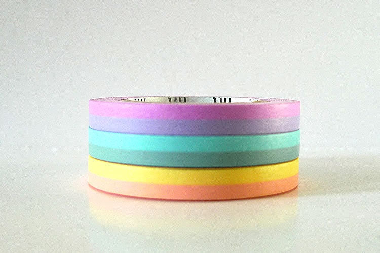 Pretty Pastel Colors Thin Washi Tape Duo Tone MT Masking Tape - set of 3