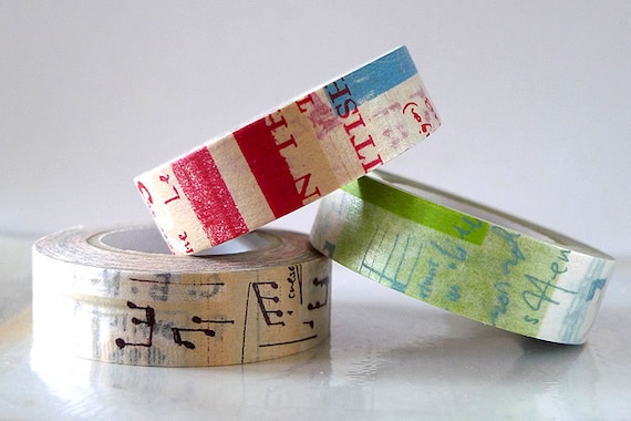 Japanese Graffiti Washi Tape Set LIGHT (A) Artistic Collage Masking Tapes Set of 3