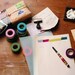 Japanese PINK Washi Tape- Pink Dot Grid Solid - Set of 3 from PrettyTape 147ft total