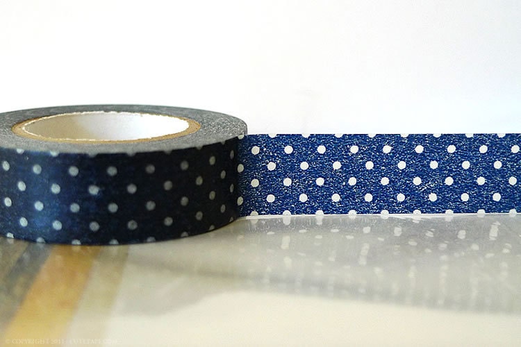 Navy Washi Tape NAVY BLUE Polka Dots Japanese