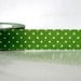 Japanese Washi Tape - White on Green Polka Dots Pattern 15mm SINGLE