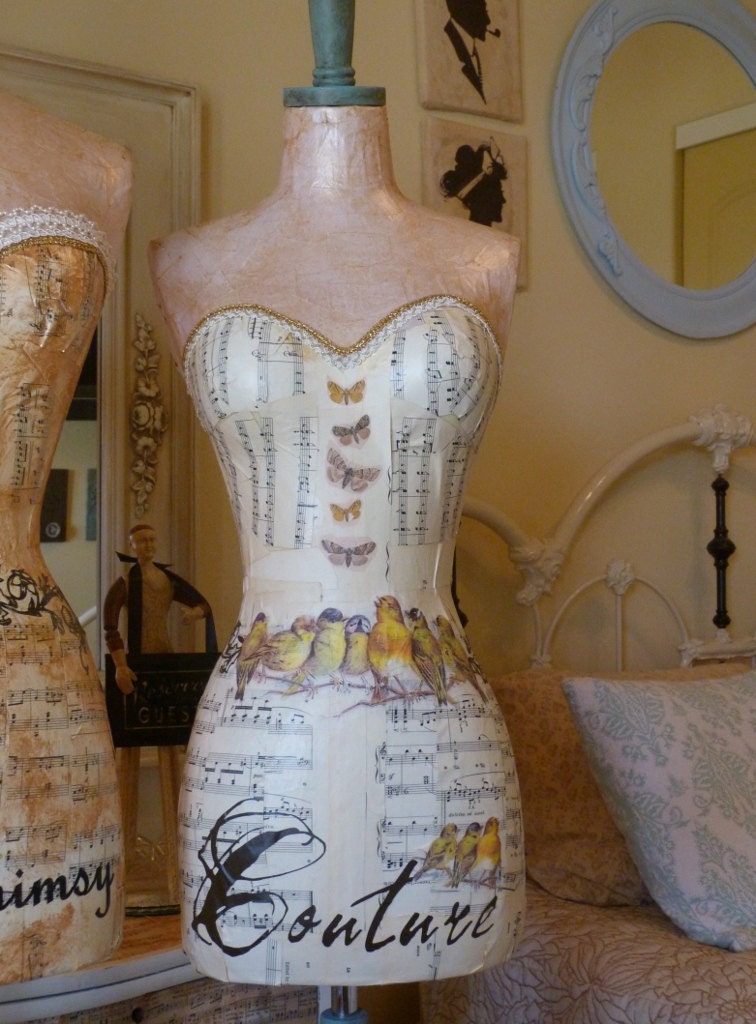 Full Size Vintage Inspired Dress Form MannequinBird Butterfly French Blue Romantic Cottage FREELSHIP Layaway Plan