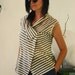SALE 30% WRAP asymmetrical top in beige strips