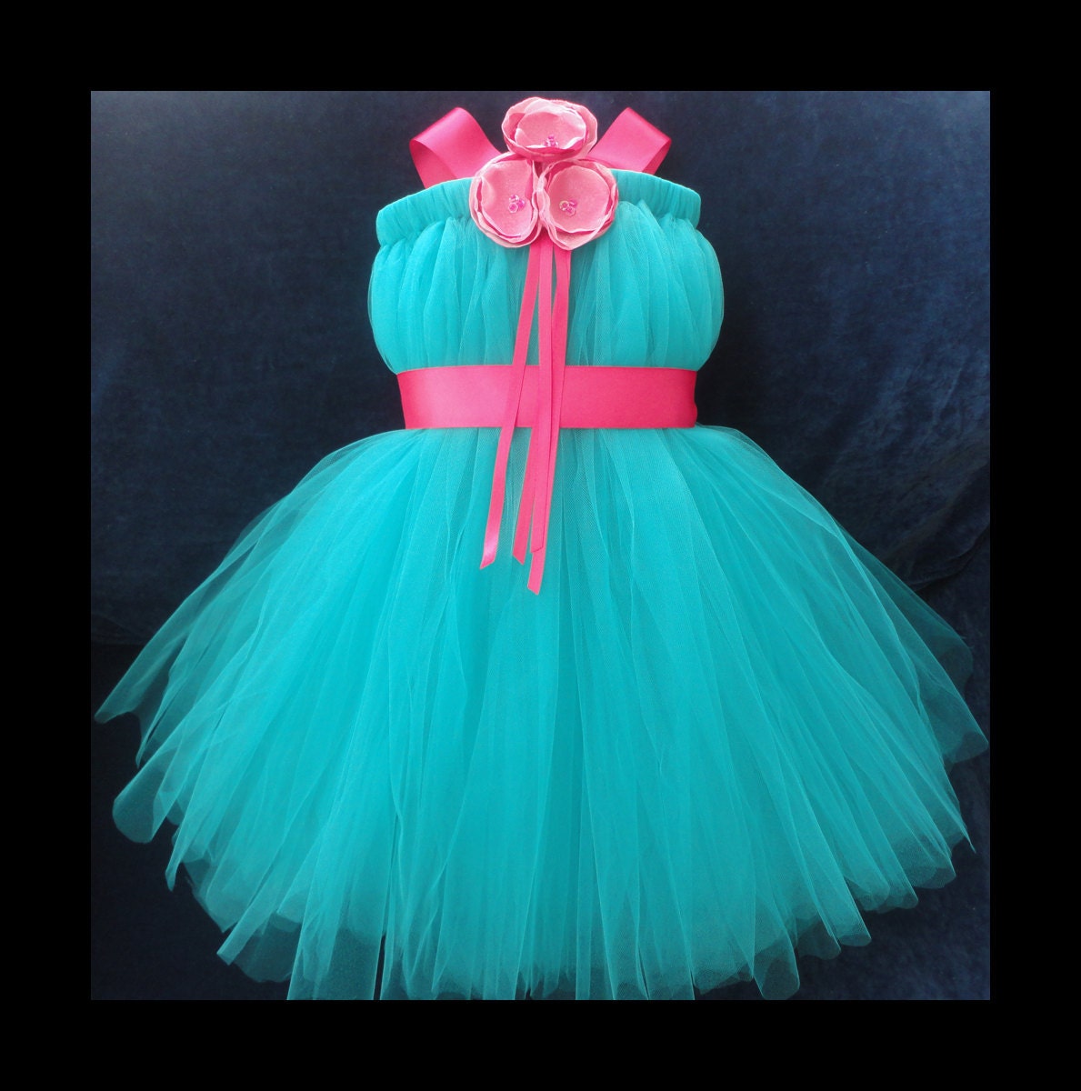 Teal Turquoise Flower Girl Dress