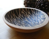 Hand-turned Patterned Wooden Bowl - Leaf Drop