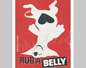 Original Illustration - Rub a Belly - Pet Care - PSA - 8x10 Art Print