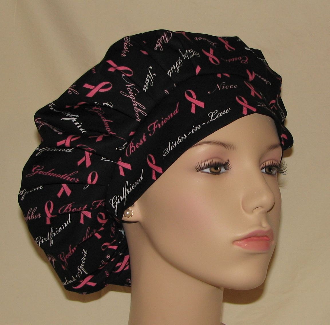 Bouffant Surgical Scrub Hats - Pink Ribbons A Shout Out To Those Affected Breast Cancer Awareness