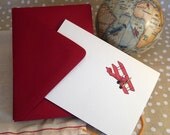Red Biplane Notecard Set