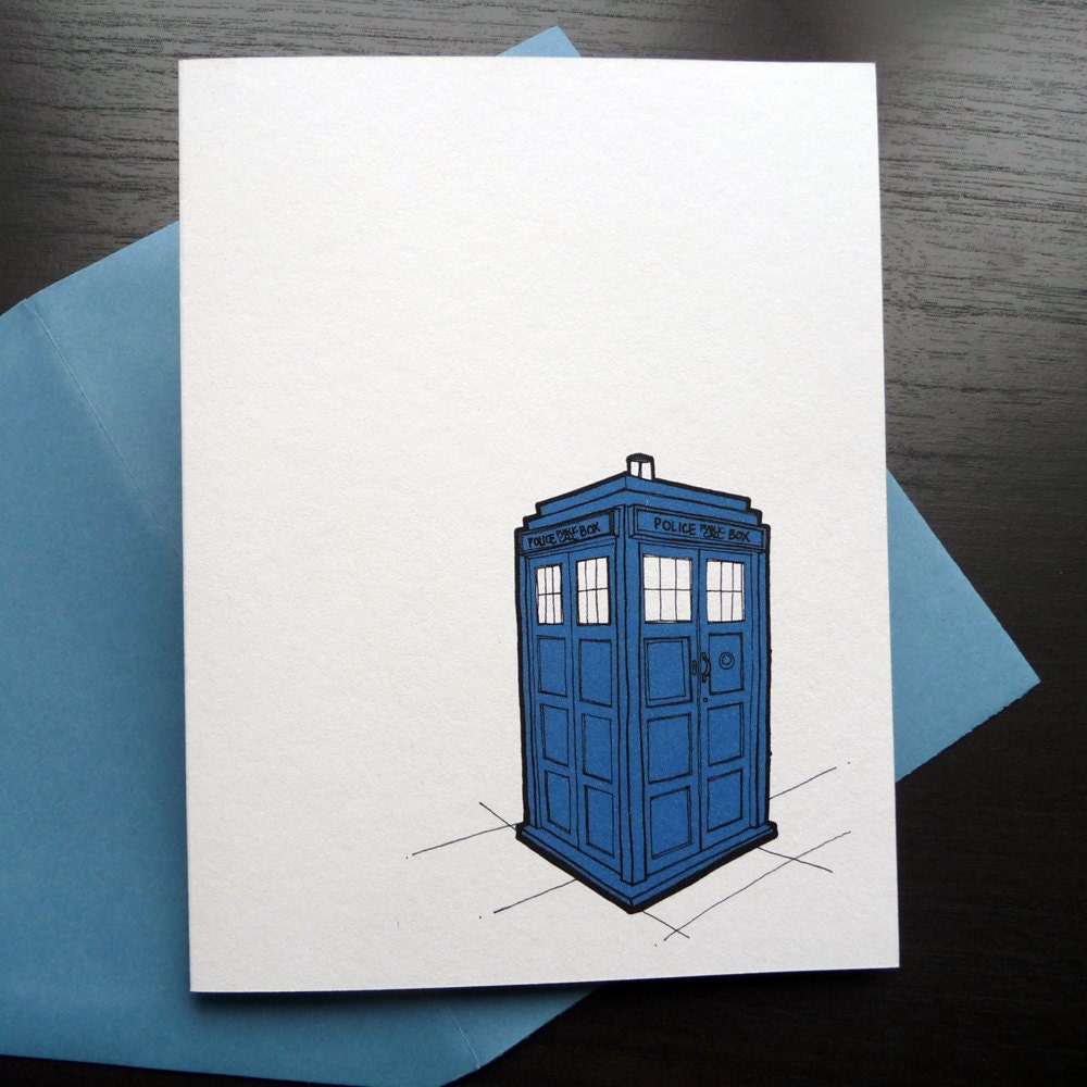 Doctor Who Inspired Tardis Blank Notecard Set