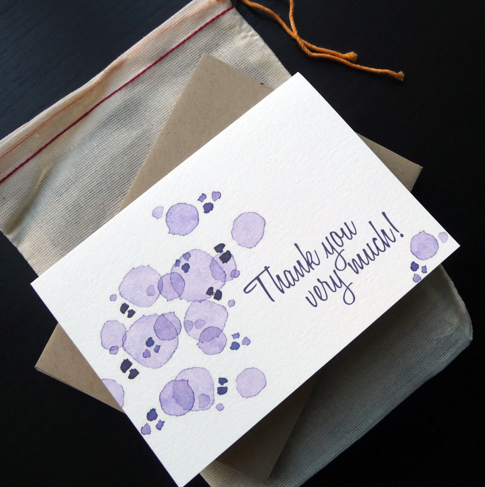 Thank You Very Much: Purple Bubbles Watercolor Notecard Set