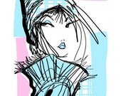 HAT-fashion illustration 8x10 digital print by Jacque Pierro