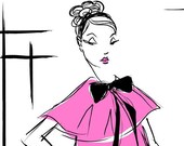 PINK DRESS- 8x10 print -Fashion illustration by Jacque Pierro