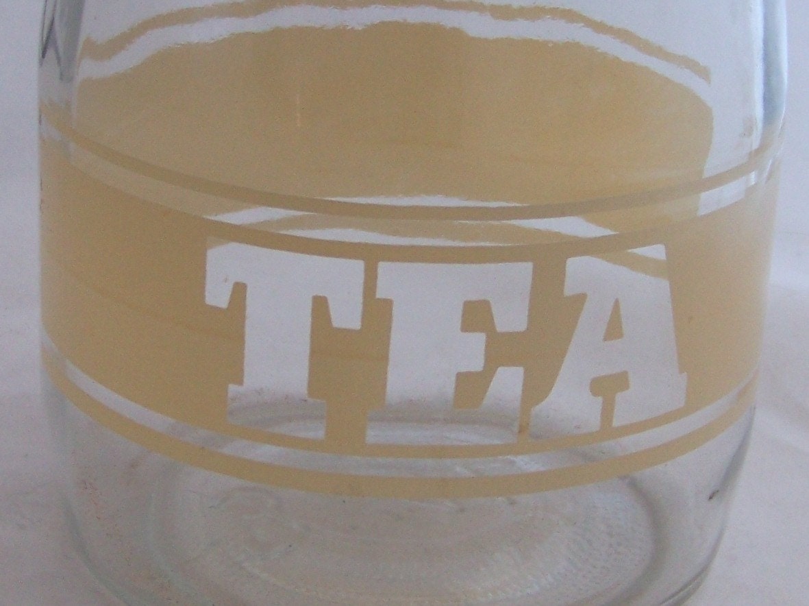 Wonderful Vintage Retro Tea Jar with Gradated Stripes and Glass Lid with Clamp