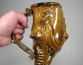 Snarlytooth Dragon Drinking Horn Style Beer Mug - Turkish Amber Glaze (22oz)