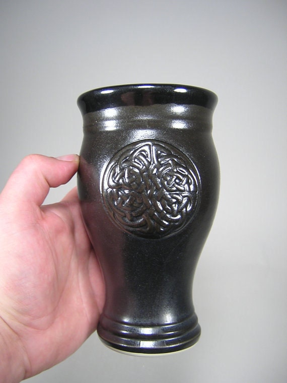 Celtic Knot Ceramic Cup -Sale - reduced from 18.00 to 15.00 - Handmade Stoneware by Chischilly Pottery