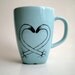 Blue Mug, Hand Paint Love Cats ,  gift for cat lovers,  pet lovers, unisex gift under 25