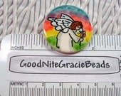 Large Ceramic Clay Studio Button Angel Sunset / Rainbow Handmade 2-Hole Studio