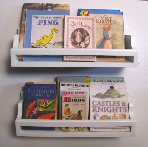 1 Bead Board Bedtime Bookshelf for your bedtime story books, wall shelf, childrens decor