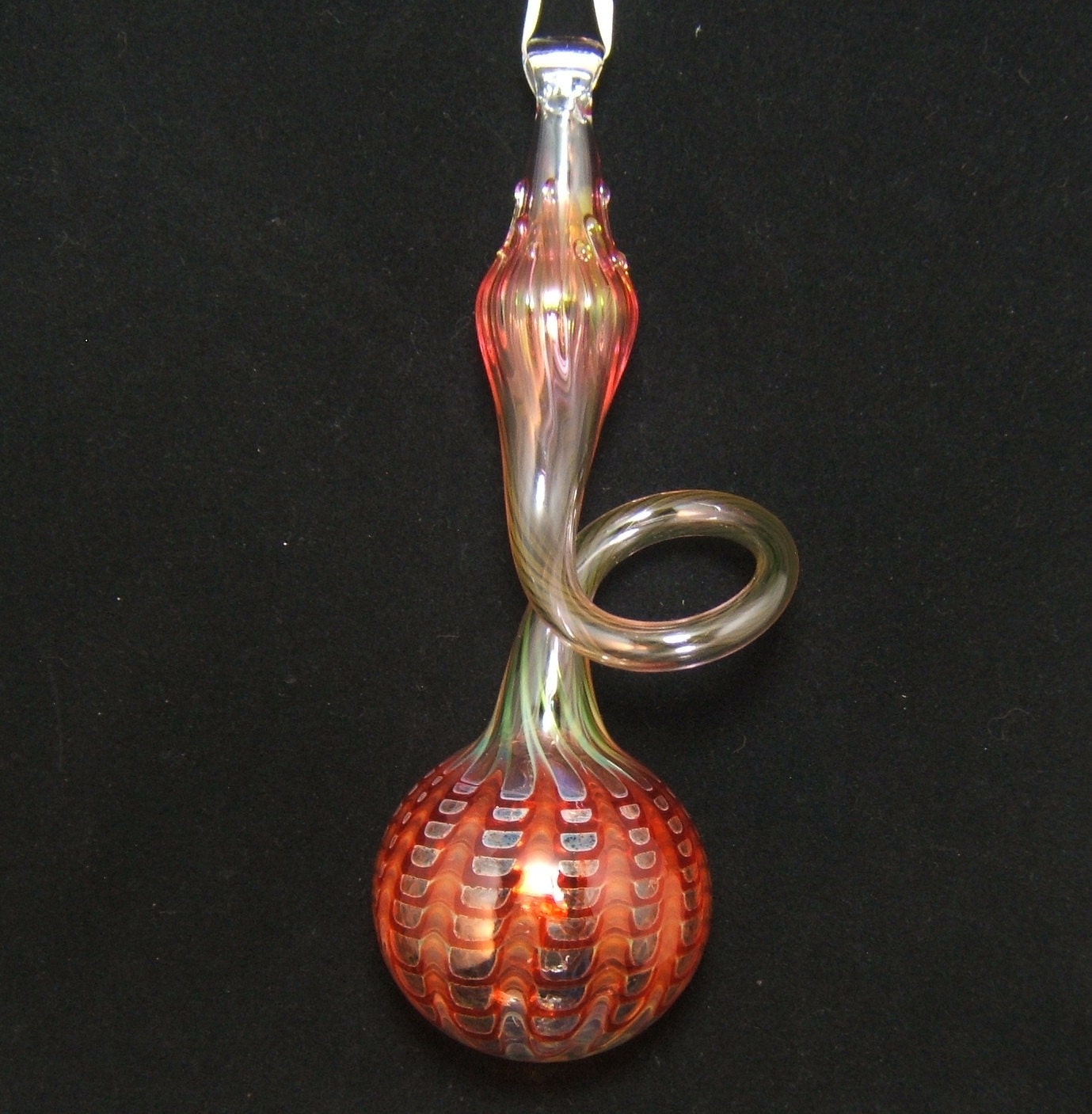 Blown Glass..Ruby Red..Looped Ornament by Erin Cartee