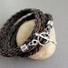 Leather Wrap Bracelet Brown Braid Silver Rustic Toggle Clasp