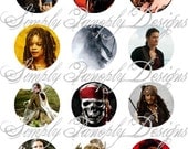 Pirates of the Caribbean 1 inch Circles Digital Download  Buttons Bottlecaps Scrapbooking Stickers Round Magnets Etc
