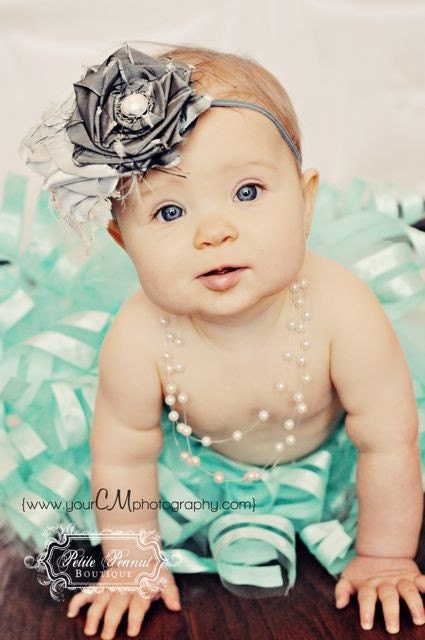 ROYAL tutu - Double Satin Ribbon Edge Tutu- (6 months - 24 months 2T)- Light Aqua - Custom Order - Great for Photography prop or Weddings